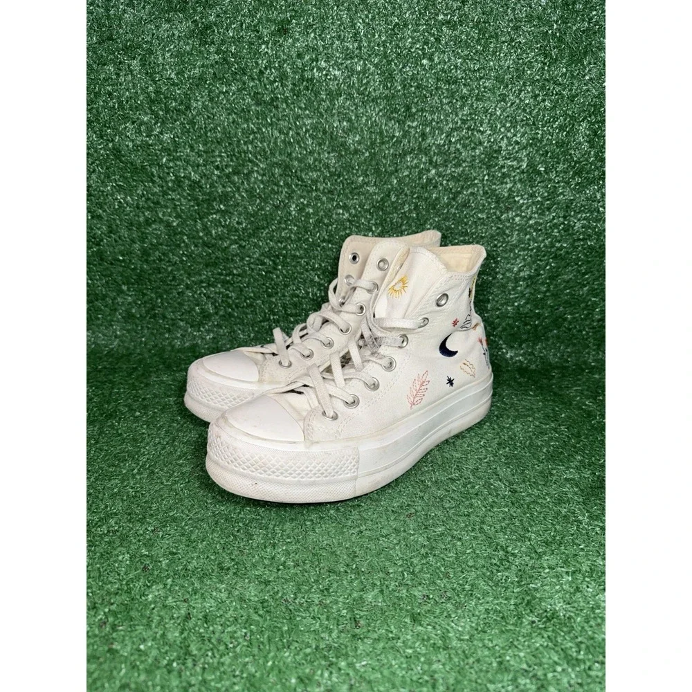 Converse Chuck Taylor All Star Platform White Floral Casual Shoes Women Size 6.5